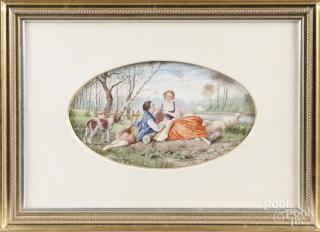 Appraisal: Pair of painted porcelain plaques signed Garnier '' x ''