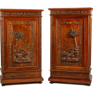 Appraisal: A Pair of French Renaissance Revival Parcel Gilt Cabinets th