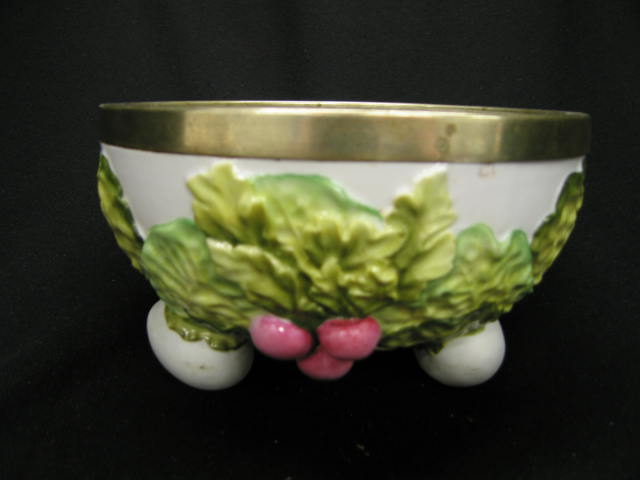 Appraisal: German Porcelain Berry Bowl raised radish decor footed