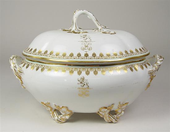 Appraisal: Large French Sevres Tureen Entwined branches create feet handles and