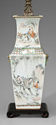 Appraisal: Chinese vase of square section with scenes of scholars and