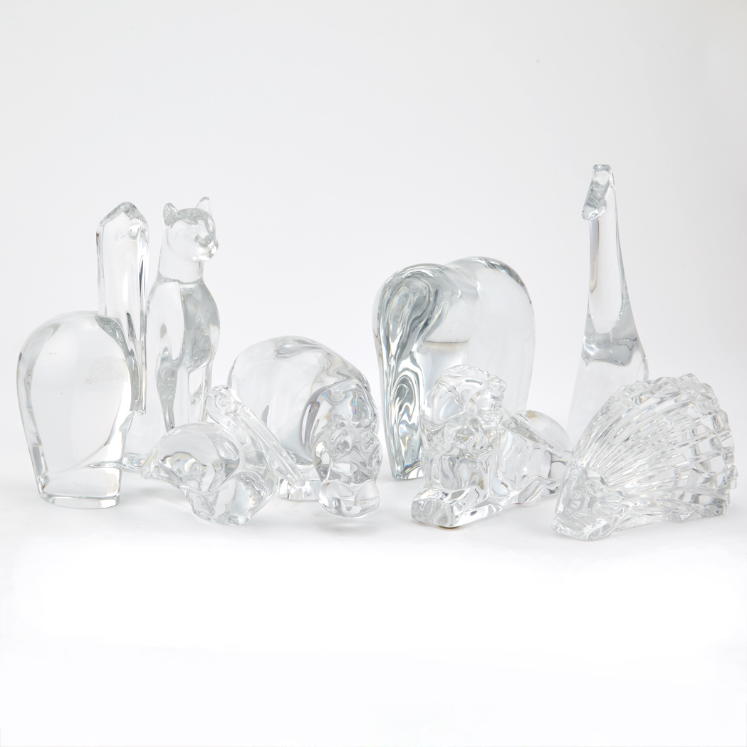 Appraisal: Group of Baccarat Glass Animals Modern Comprising a hippopotamus seated