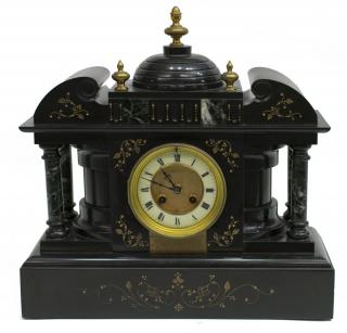 Appraisal: SLATE AND MARBLE ARCHITECTURAL MANTLE CLOCK C Late Victorian slate