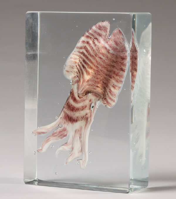 Appraisal: Cenedese Cuttlefish glass aquarium sculpture by Alfredo Barbini Solid block