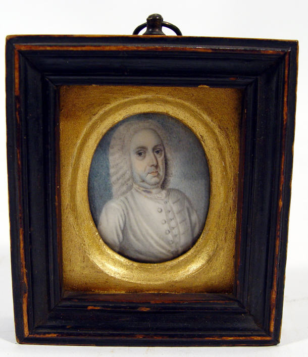 Appraisal: Oval th Century portrait miniature onto ivory of a portly