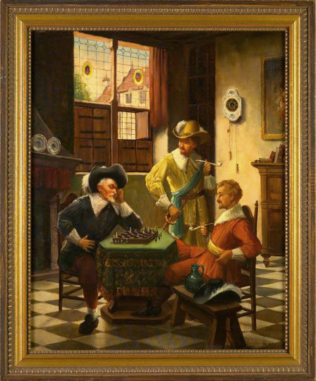 Appraisal: Continental School Early-to-Mid- th Century The Chess Game oil on