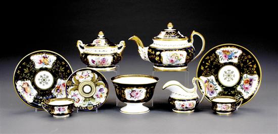 Appraisal: Davenport porcelain partial tea service circa - floral design on