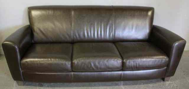 Appraisal: Leather Upholstered Contemporary Sofa From a Manhattan NY estate Dimensions