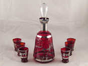 Appraisal: A Continental liqueur set of decanter and six glasses all