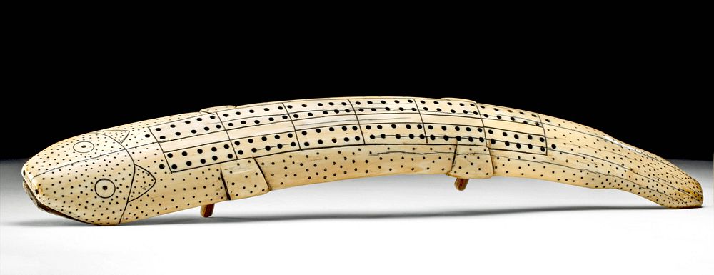 Appraisal: Mid- th C Inuit Walrus Tusk Cribbage Board Native American