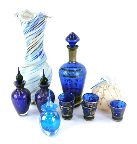 Appraisal: Decorative glassware comprising an Eastern royal blue glass and silver