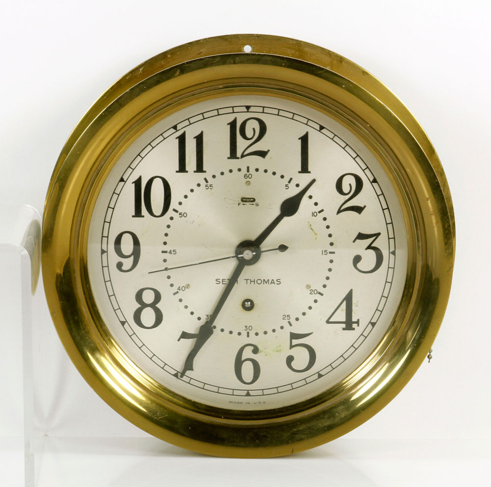 Appraisal: - Seth Thomas Brass Ship's Clock Seth Thomas ship's clock