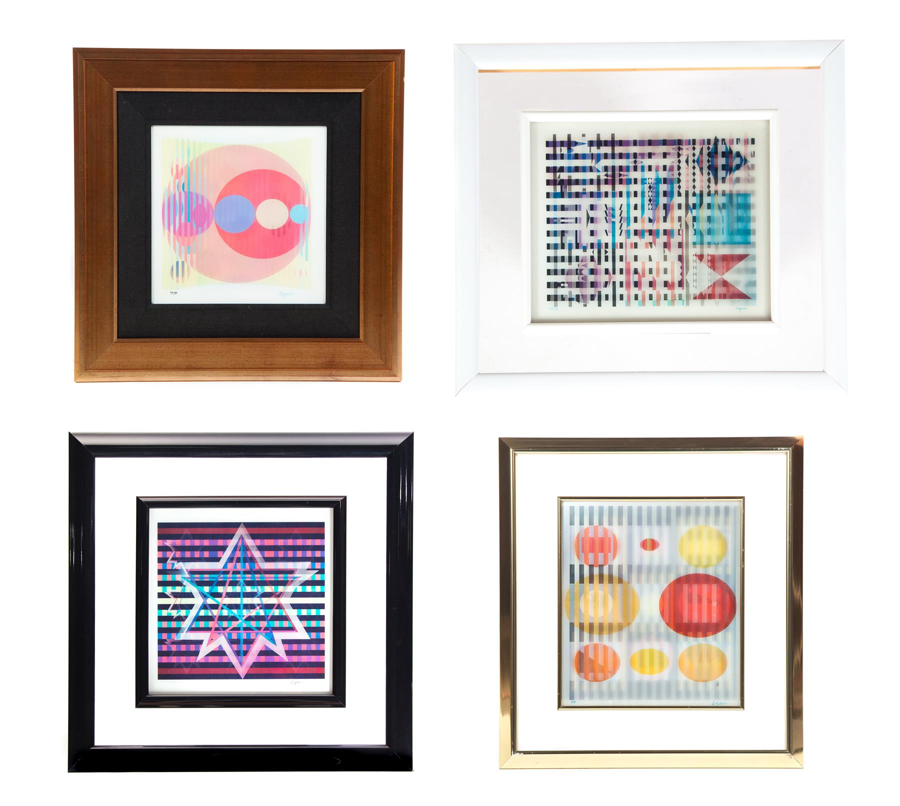 Appraisal: FOUR AGAMAGRAPHS YAACOV AGAM ISRAEL B Signed and numbered Circles