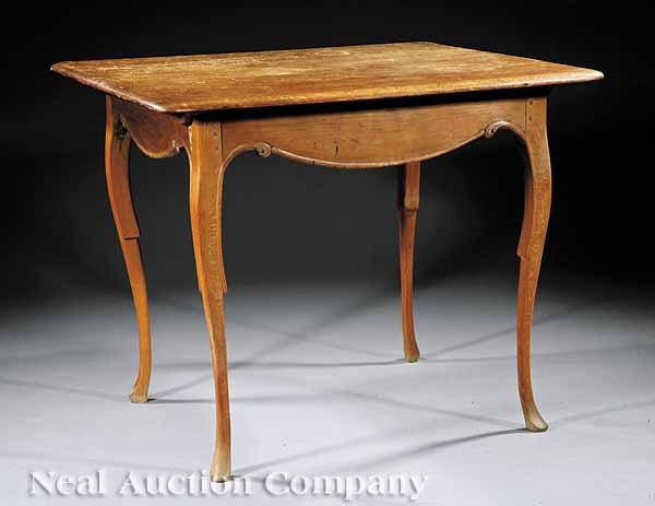 Appraisal: A Provincial Fruitwood Work Table late th c removable top