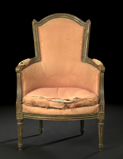 Appraisal: Louis XVI-Style Painted Beechwood Bergere early th century the slightly