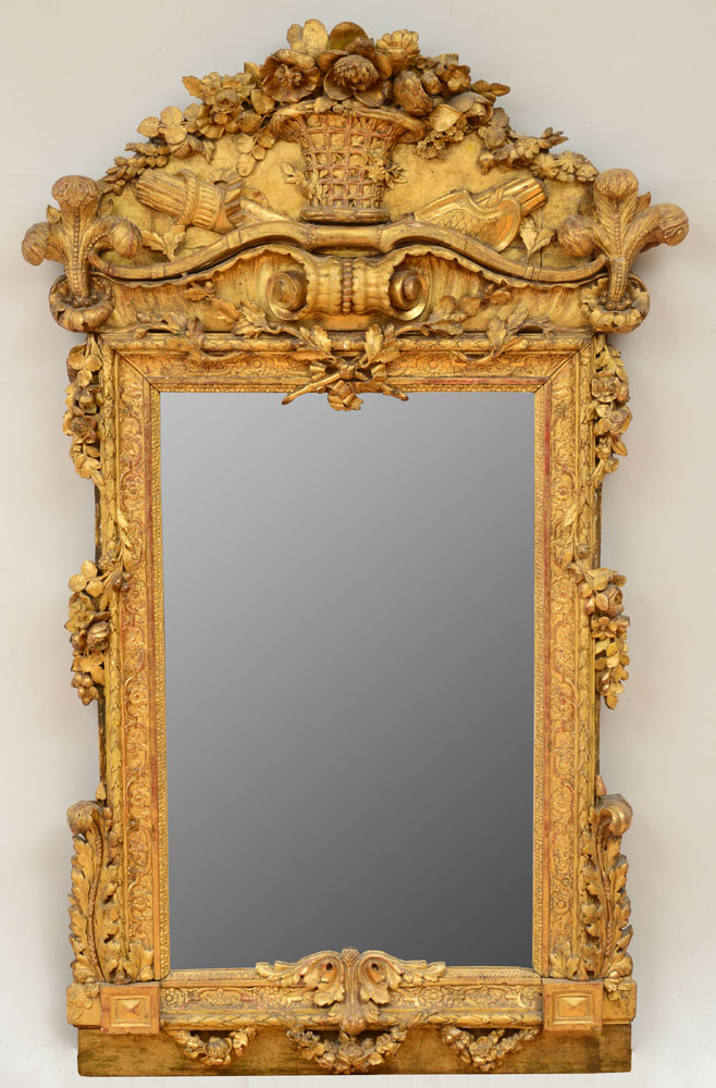 Appraisal: RARE GERMAN ROCOCO CARVED GILTWOOD MIRROR The rectangular mirror plate