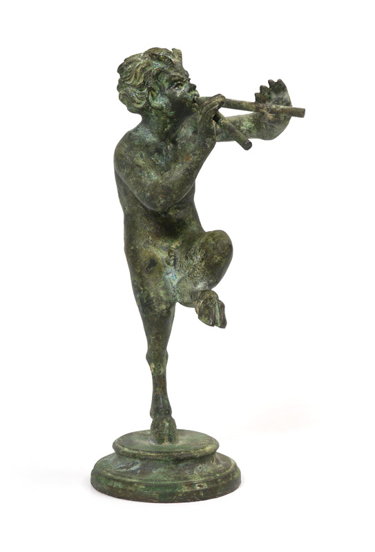 Appraisal: PATINATED SATYR BRONZE SCULPTURE Age unknown approximately '' h under