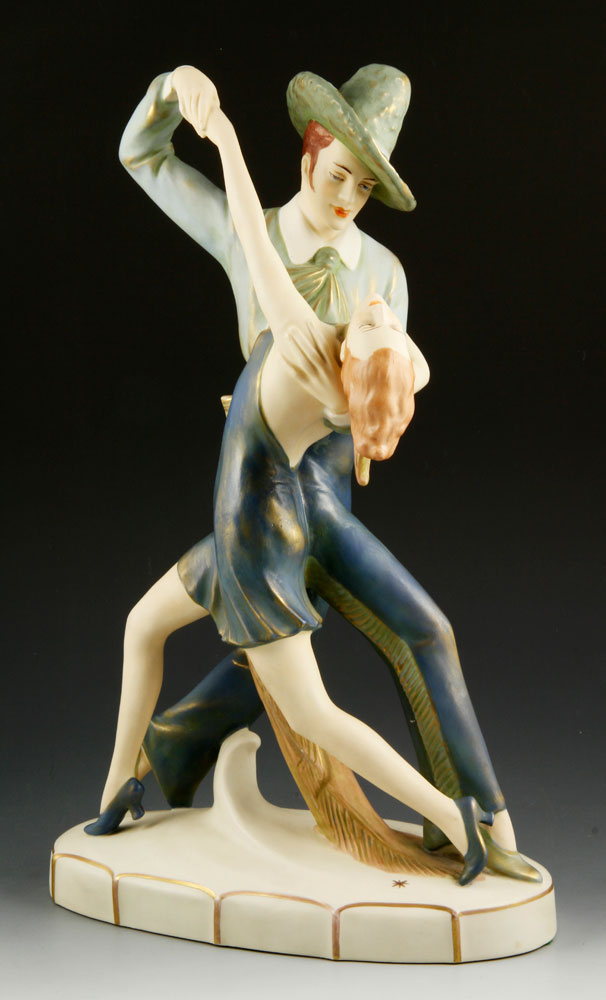 Appraisal: - Royal Dux Dancers Porcelain Royal Dux dancers porcelain h