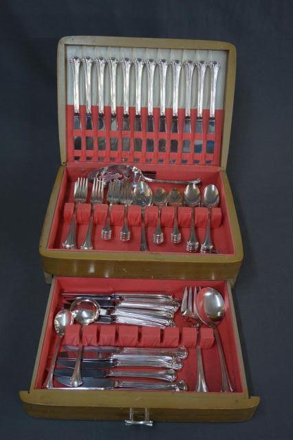 Appraisal: Vintage Place pc Silverplate Flatware Set With storage case -