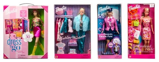 Appraisal: Sale Lot Four Traveling Fashion Themed Barbies model including Travel