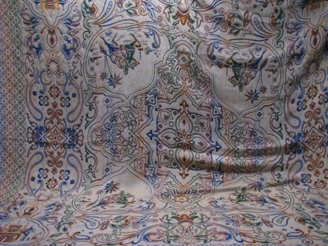 Appraisal: Jacquard Piano Throw ' x ' in blue rose green