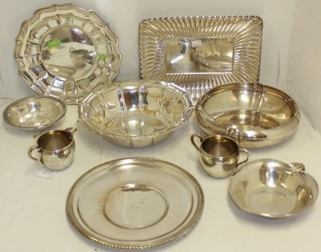 Appraisal: PIECE STERLING SILVER HOLLOW WARE LOT TO INCLUDE TRAYS BOWLS