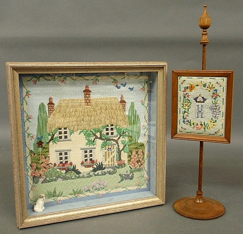 Appraisal: - Fine shadow boxed needlework of an English cottage with