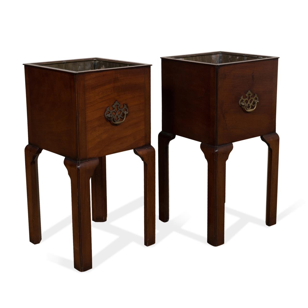 Appraisal: PAIR GEORGE III STYLE MAHOGANY CELLARETTES Pair of English mahogany