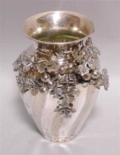 Appraisal: TURKISH SILVER VASE Marked the vase of baluster vase with