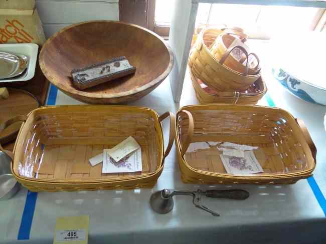 Appraisal: Misc lot including wooden bowl baskets and ice cream scoop