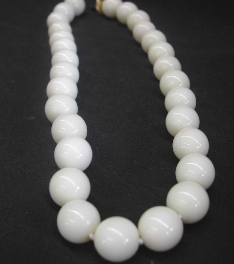 Appraisal: Unusual White Coral Bead Necklace composed of twenty-nine mm white