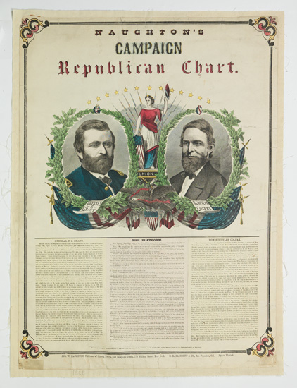 Appraisal: PRESIDENTS-- CAMPAIGN Naughton's Campaign Republican Chart Hand-colored engraving x inches