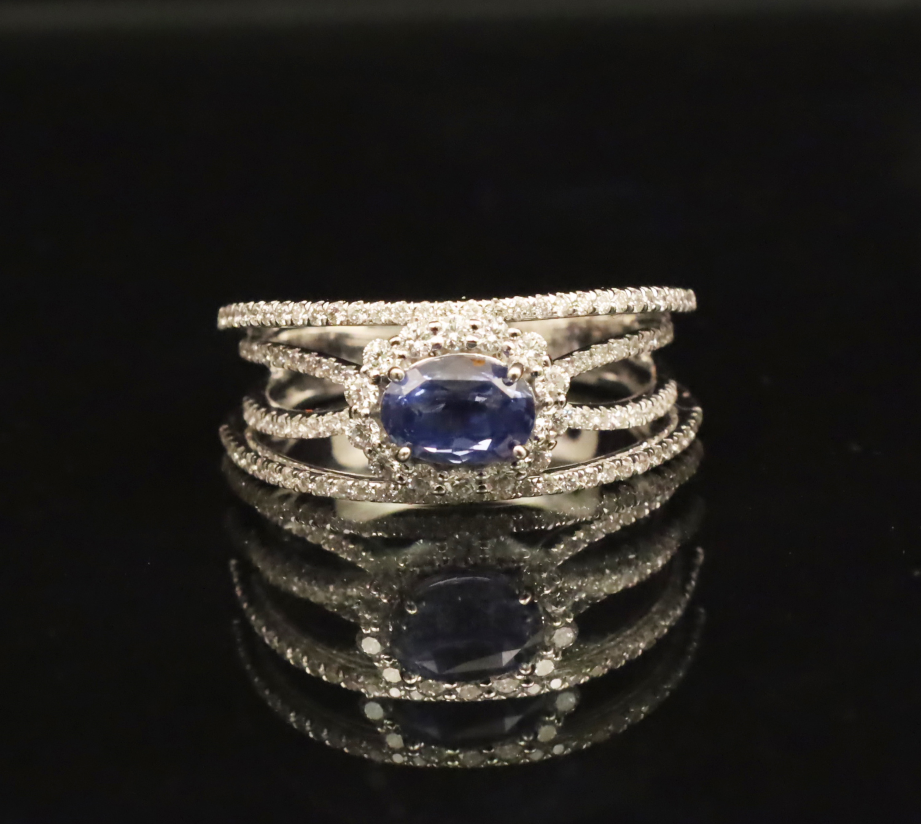 Appraisal: K WHITE GOLD SAPPHIRE DIAMOND RING K white gold Sapphire