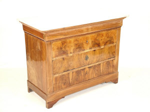 Appraisal: A Louis Philippe walnut commode circa the variegated white marble