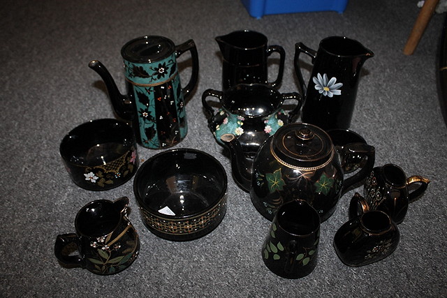 Appraisal: A COLLECTION OF VICTORIAN BLACK CHINA PIECES