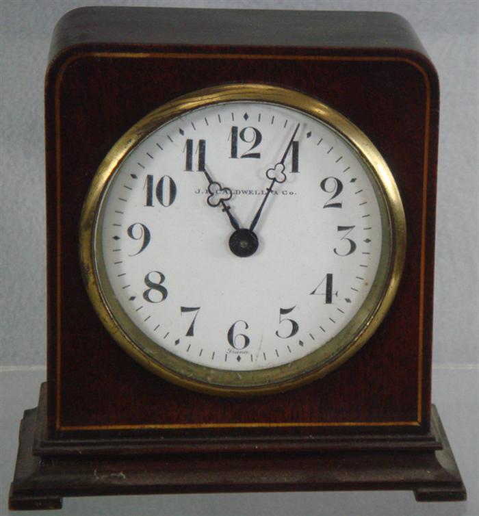 Appraisal: Inlaid mahogany French desk clock for JE Caldwell Co Duverdrey