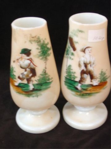 Appraisal: PR HAND PAINTED BRISTOL VASES