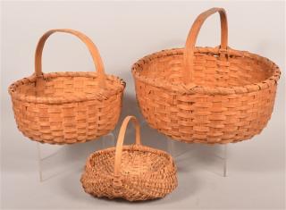 Appraisal: Various PA Vintage Woven Splint Baskets Three Various Pennsylvania Vintage