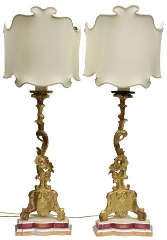 Appraisal: pair Continental giltwood altar prickets now fashioned as table lamps