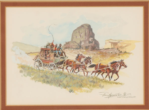 Appraisal: Paul Abram Jr American - Western stagecoach scenes Colorado Springs