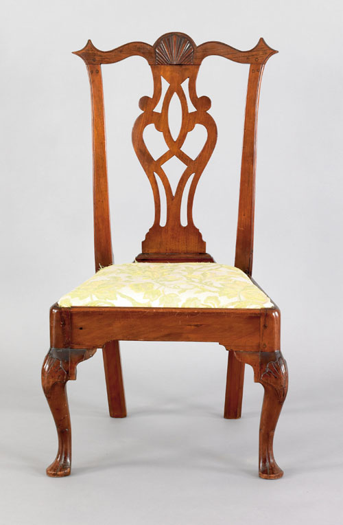 Appraisal: Delaware Valley Queen Anne walnut dining chair ca the shell