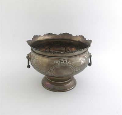 Appraisal: A modern rosebowl with lion mask drop ring handle an