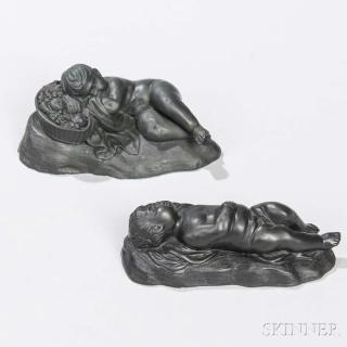 Appraisal: Two Wedgwood Black Basalt Sleeping Boys England th century each