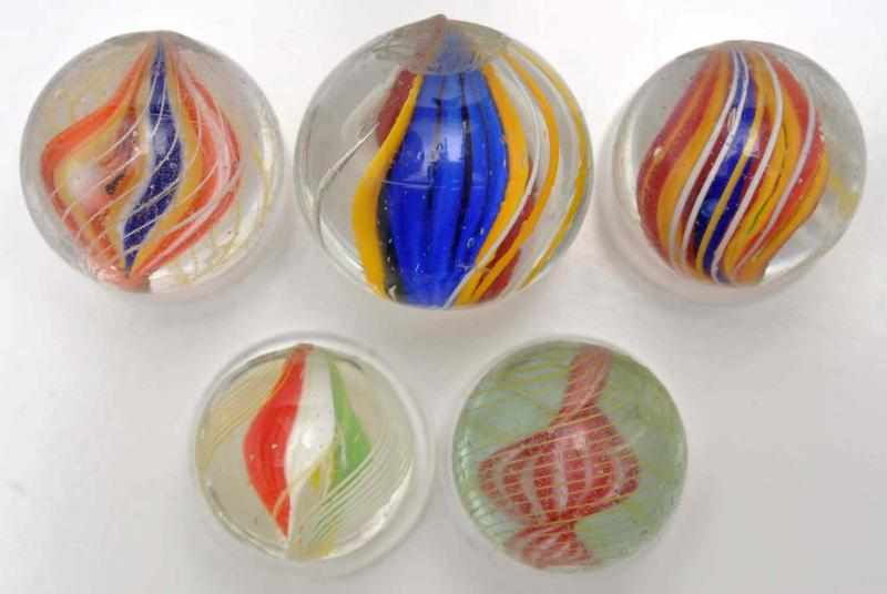 Appraisal: Lot of Ribbon Swirl Marbles Description Includes three double ribbons