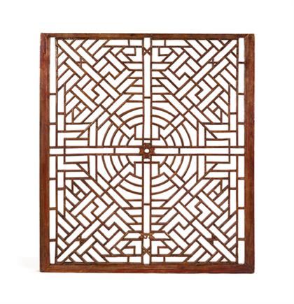 Appraisal: Four Chinese painted softwood lattice window panels qing dynasty Two