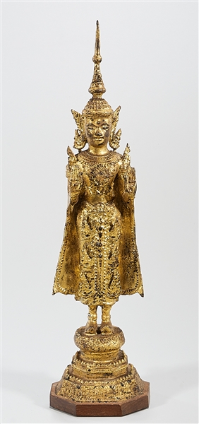 Appraisal: Thai gilt metal standing Buddha x x