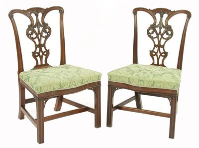 Appraisal: A pair of George III mahogany side chairs the shaped