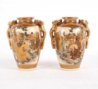 Appraisal: A pair of late th Century Japanese Satsuma two-handled oviform