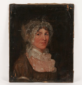 Appraisal: Early th century portrait of a woman in lace bonnet