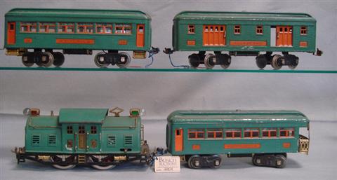 Appraisal: Lionel standard gauge train set green orange locomotive cars some